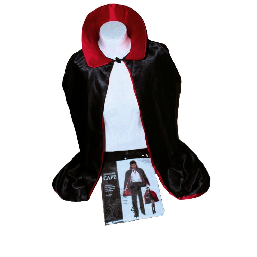 NWP Authentic Rubies Costume Co. 45" Reversible Black & Red Satin Halloween Cape